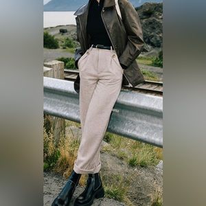 Petite Studio Reign Wool Pants in Oatmeal